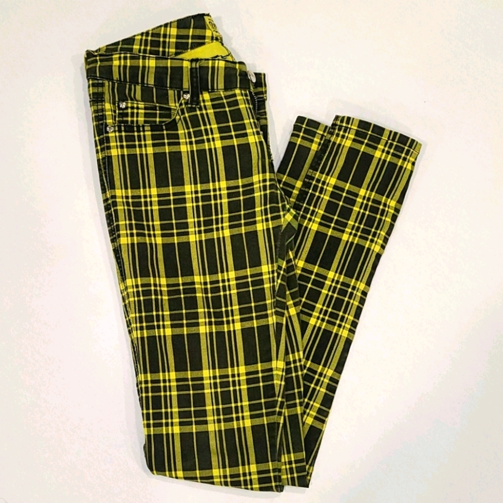 Tripp NYC Tartan Plaid Yellow and black Jeans